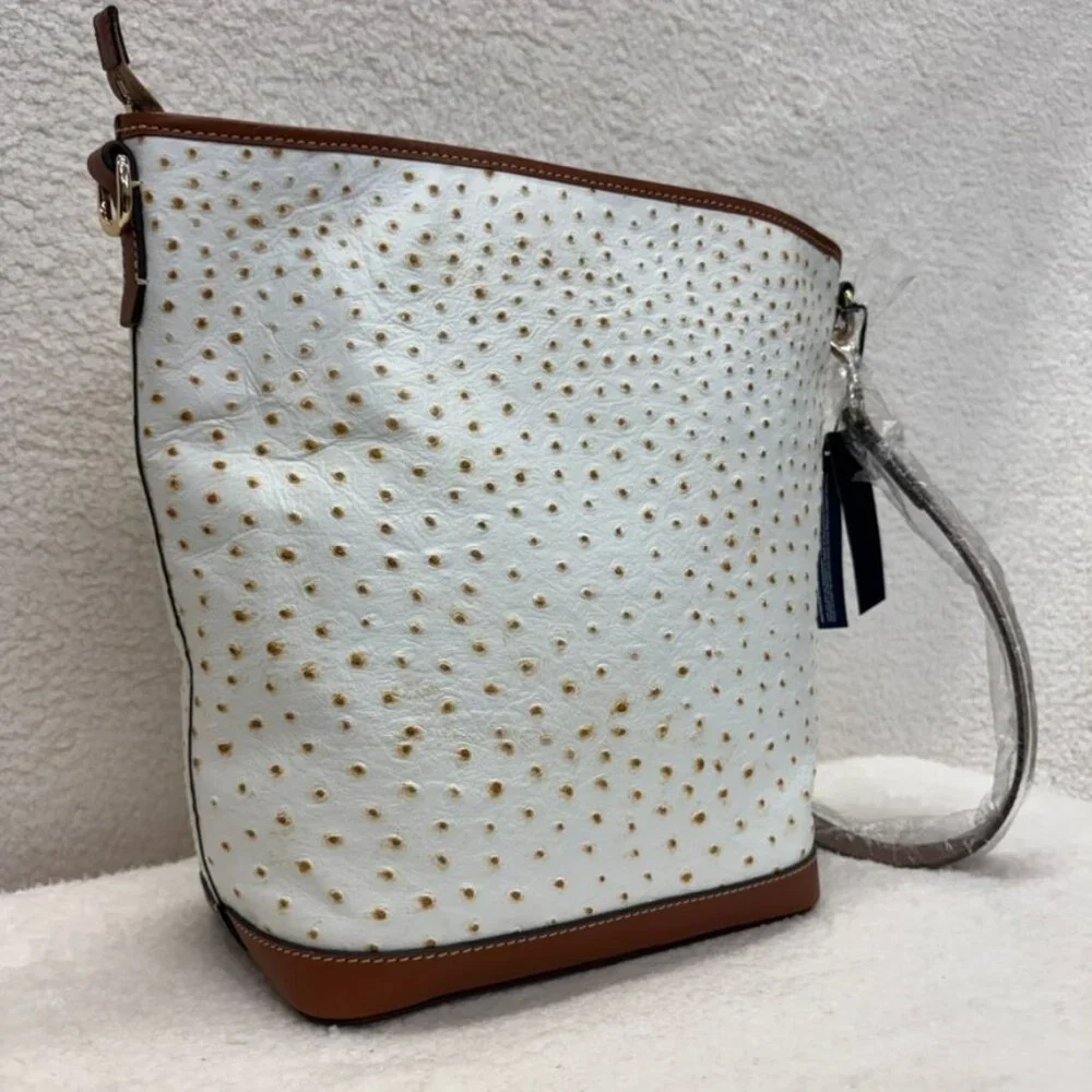DOONEY & BOURKE Hobo Handbag in Bone Italian Leather Ostrich NEW - Picture 10 of 12